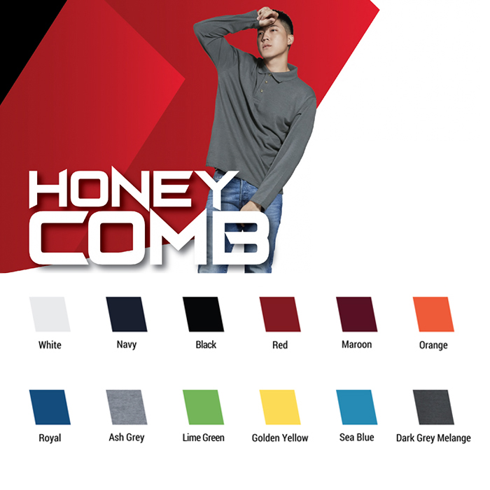 HONEYCOMB LONG SLEEVE POLO T-SHIRT