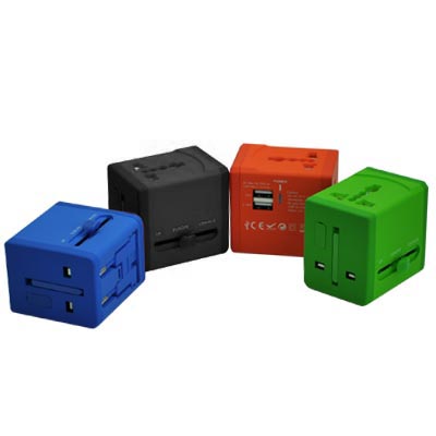UNIVERSAL TRAVEL ADAPTOR WITH 2 USB AND SAFETY FUSE