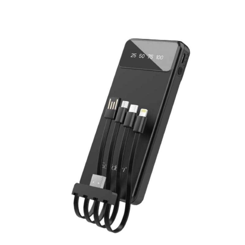 POWERLINE - POWERBANK WITH 4 DETACHABLE BUILT IN CABLE - 10000mAh