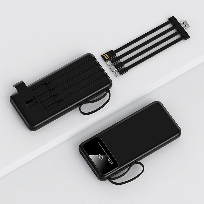 POWERLINE - POWERBANK WITH 4 DETACHABLE BUILT IN CABLE & MOBILE STAND - 10000mAh