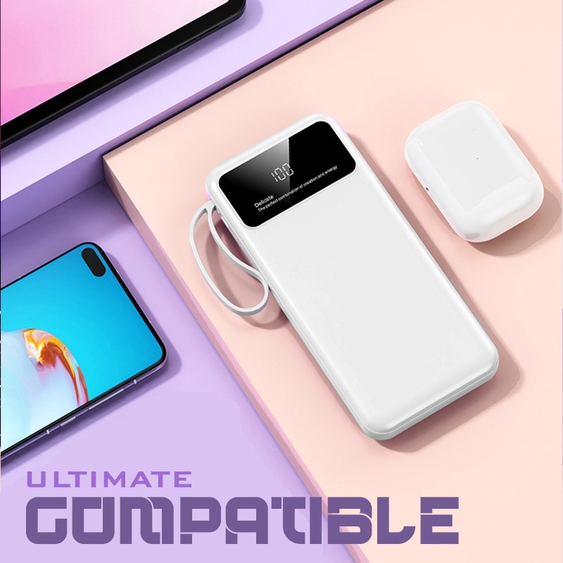 POWERLINE - POWERBANK WITH 4 DETACHABLE BUILT IN CABLE & MOBILE STAND - 10000mAh