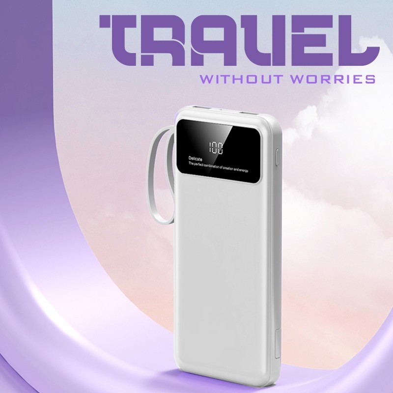 POWERLINE - POWERBANK WITH 4 DETACHABLE BUILT IN CABLE & MOBILE STAND - 10000mAh