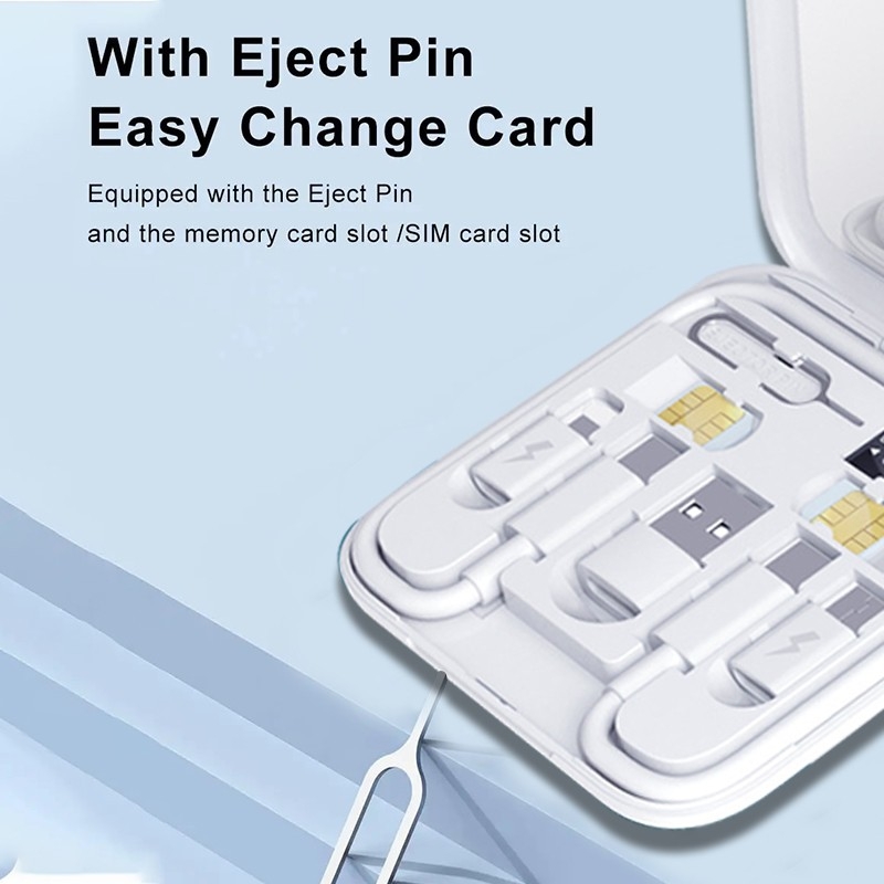 MULTICABLE 6 IN 1 - 3A FAST CHARGE USB CABLE WITH SIM CARD STORAGE & HANDPHONE STAND